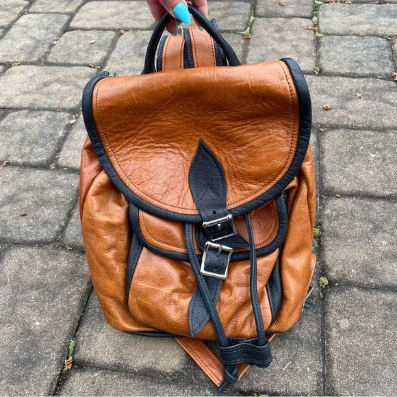 NWT Handmade Two Tone Leather Backpack Handmade Two Tone Leather Backpack, 100% Handmade Leather  main image 2
